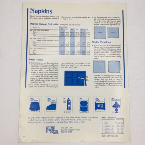 Vintage 1980 Instant Interiors Table Toppings Pattern Book Tablecloths Runners - Picture 5 of 5